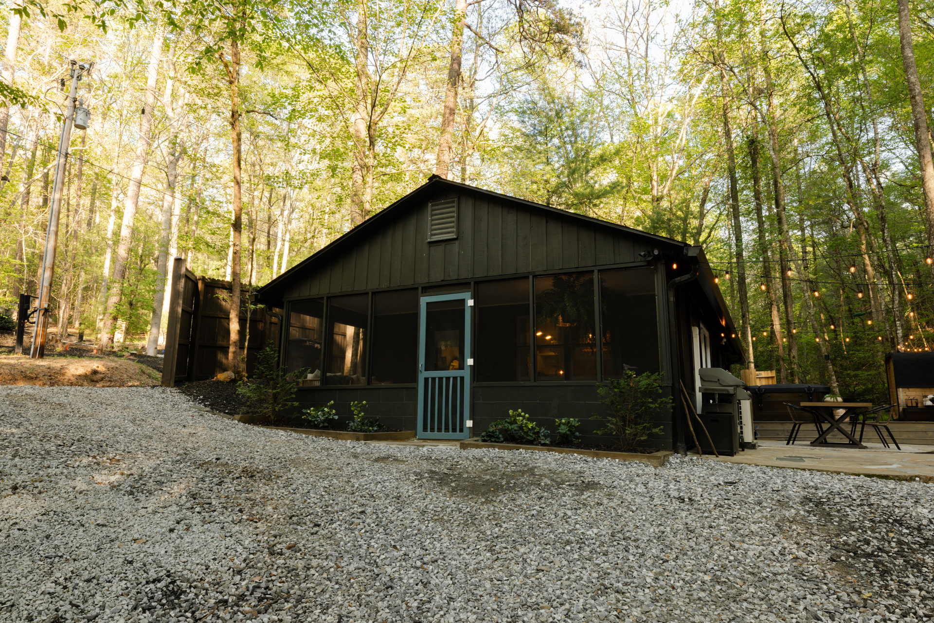 Little Luxe Wellness Lodge among the trees in Blue Ridge, Georgia